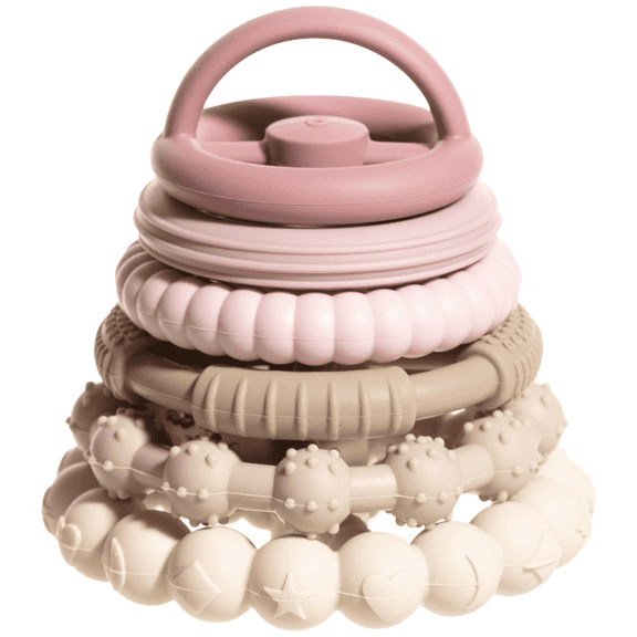 Sperric Silicone Stacking Toy  Premium Stacking Teethers - Interactive and Fun Baby Stacking Toys - Teeth Soothing for 6-12 Month, Pink