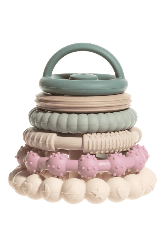 Silicone Stacking Toy  Premium Stacking Teethers - Interactive and Fun Baby Stacking Toys - Teeth Soothing for 6-12 Month, Tan