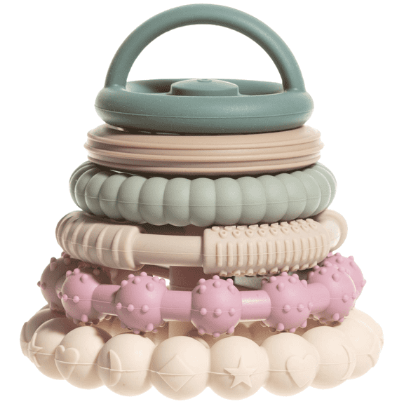 Sperric Silicone Stacking Toy  Premium Stacking Teethers - Interactive and Fun Baby Stacking Toys - Teeth Soothing for 6-12 Month, Tan