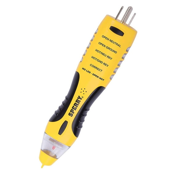Sperry Instruments DualCheck 2-in-1 Tester, 50-1000V AC Non-Contact Voltage Detector, GFCI Outlet Circuit Analyzer