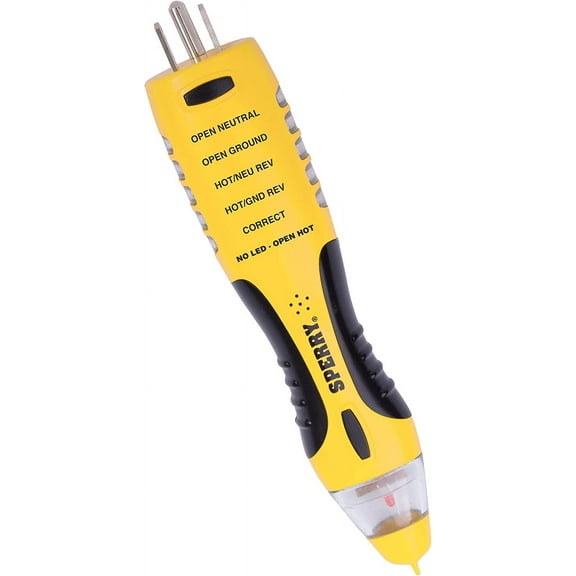 Sperry Instruments VD7504GFI DualCheck 2-in-1 Non-Contact Voltage Detector + GFCI Outlet Circuit Analyzer, 360 Visual & Audible Indicators, 50-1000V AC, 250 lb. Crush Rating