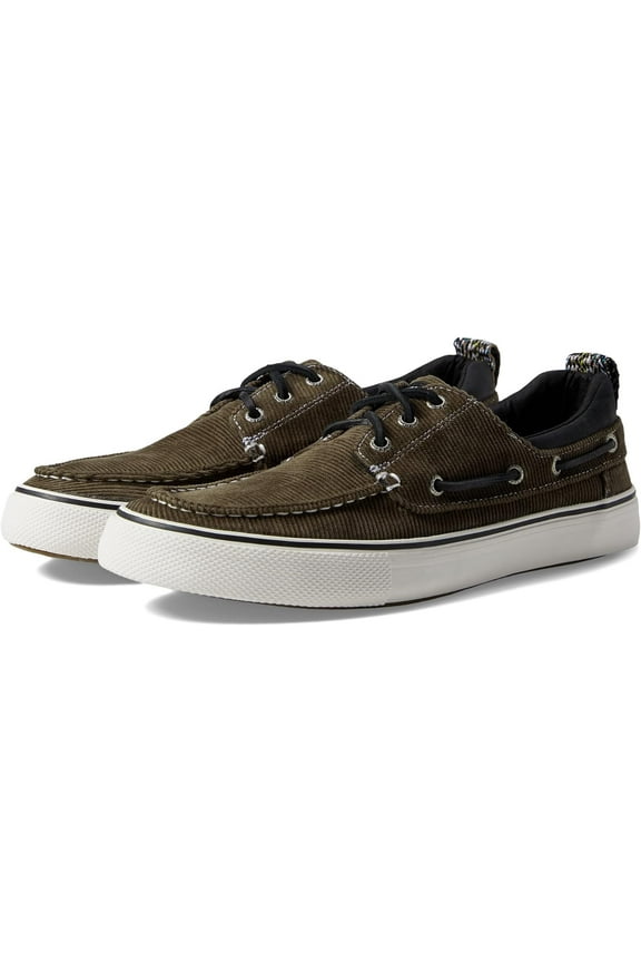 Men's Bahama 3-Eye Olive Ribbed Boat Shoe 8.5M