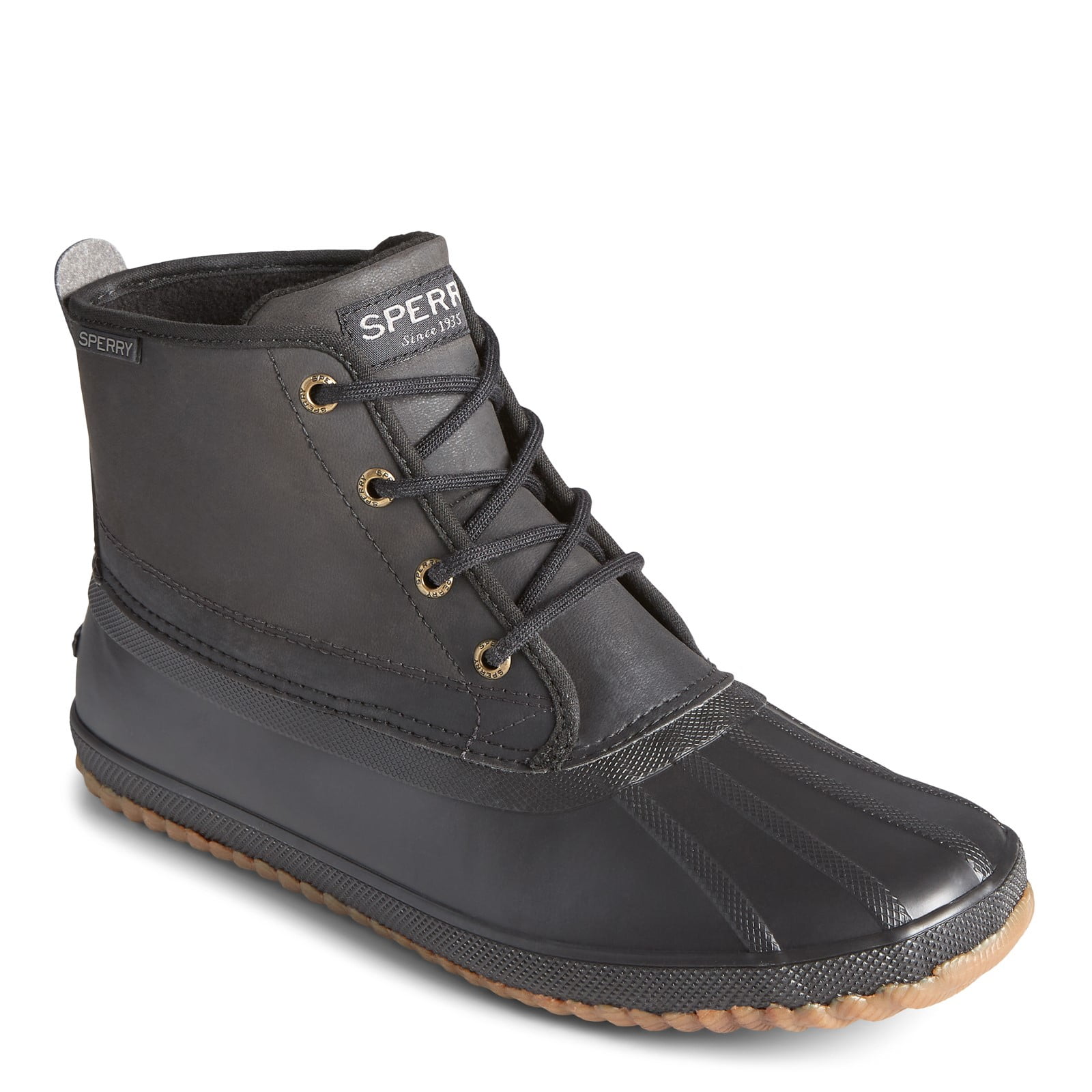 mens sperry duck boots black