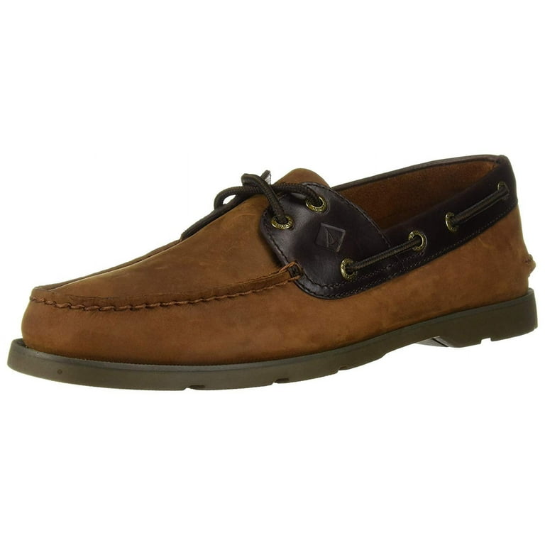 Sperry Mens Leeward 2 Eye Boat Shoe Brown Buc Brown Size 10
