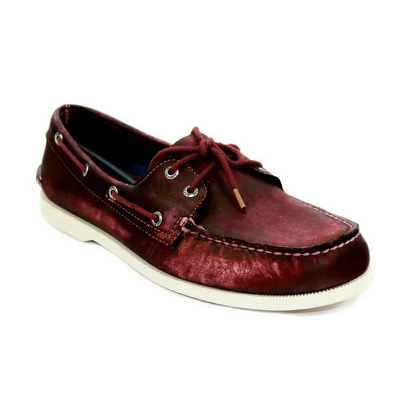 Sperry Top-Sider Men's A/O 2-Eye White Wash Maroon Boat Shoe 13M
