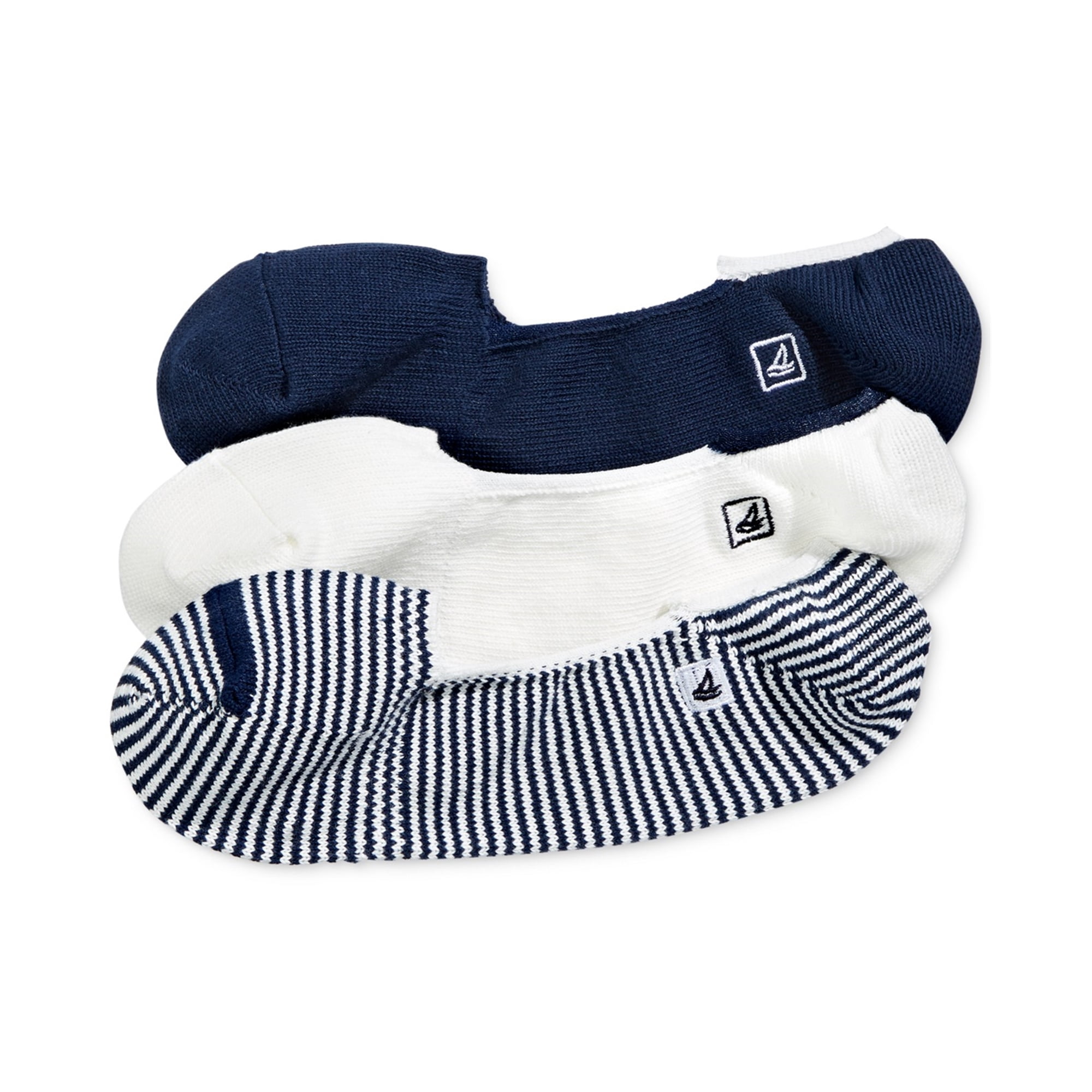 Sperry Top Sider Mens Assorted 3 Pack No Show Socks Blue 10