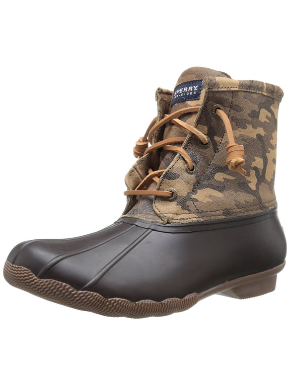 Top-Sider Women's Saltwater Boot, Brown Camo, 5 M US