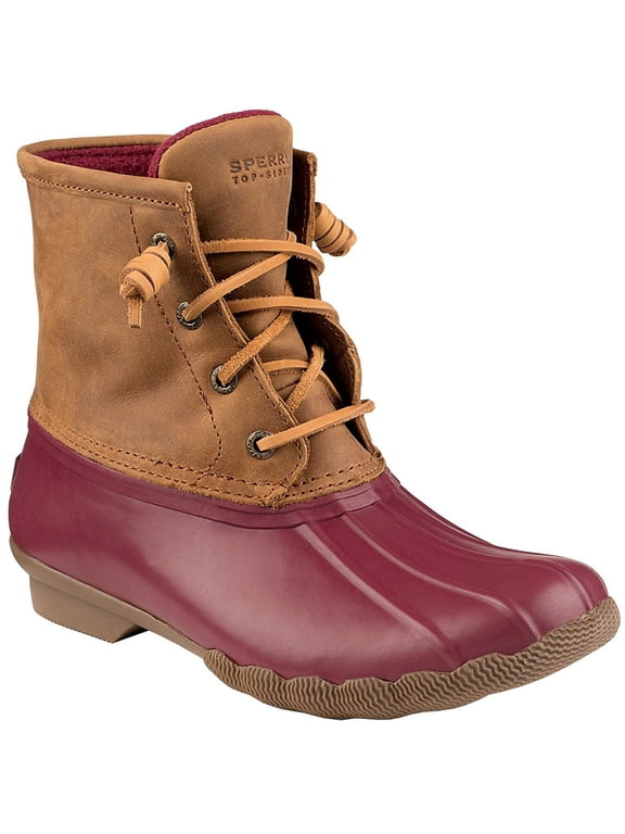 Top-Sider Women's Saltwater Rain Boot 5 BM US, Burgundy/Tan