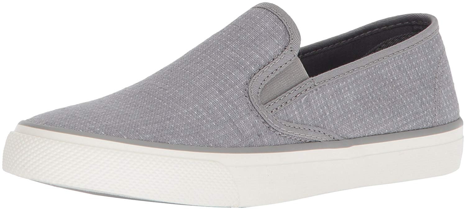 Sperry Top Sider Women s Seaside Two Tone Linen Sneaker Grey White 7.5 Medium US Walmart