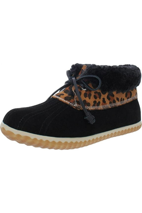 Sperry Women's Pile-Lined Duck Bootie, Black Leopard, 7 M US New