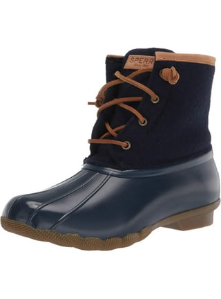 Navy blue duck top boots