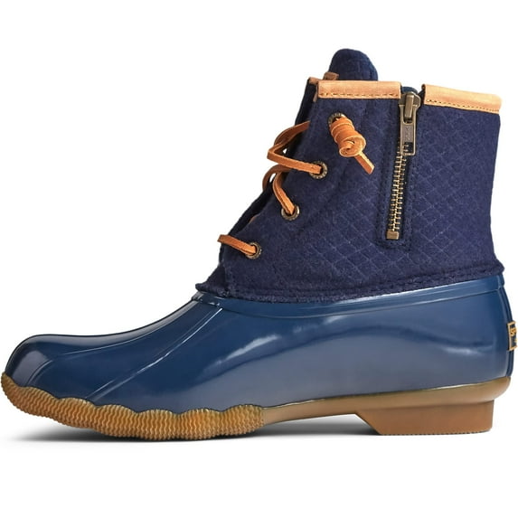 Sperry Women's Saltwater Emboss Wool Rain Boot, Navy, 7.5