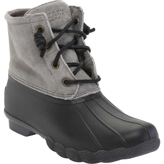 Sperry Women's Saltwater Leather Rubber Duck Boots (5 B(M) US Women, Black/Grey)