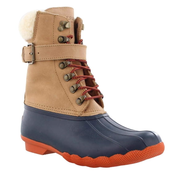 Sperry Women's Shearwater Duck Inspired Wet Weather Boots Tan/Navy (8.5M)