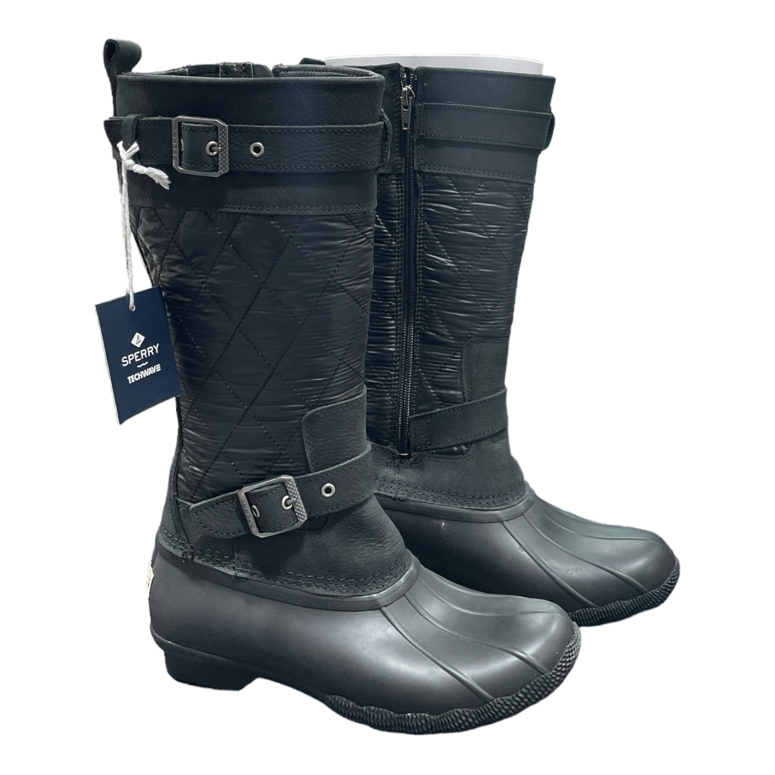 sperry women's saltwater quilted duck boot black