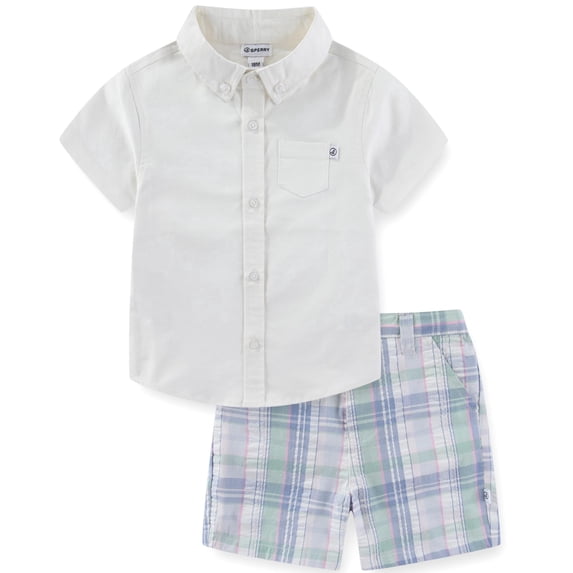 Sperry Woven Button Down Shirt and Short Set (Baby Boys), 2 Piece Set, Sizes 3M-24M
