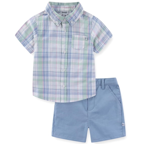 Sperry Woven Button Down Shirt and Short Set (Baby Boys), 2 Piece Set, Sizes 3M-24M