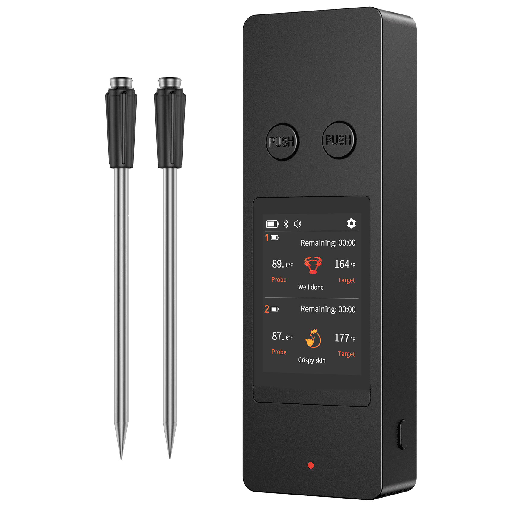 Speusurea RD369 Wireless Meat Thermometer, 2 Ultra-Thin Probes, 1000FT Bluetooth Grill Digital Food Thermometer with Smart APP for BBQ, Grill, Oven, Smoker, Air Fryer