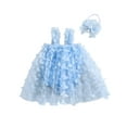 thumbnail image 1 of Spewahor Baby Girls 2Pcs Summer Outfits, Sleeveless 3D Butterfly Tulle Bodysuit + Headband Set, 1 of 9