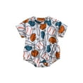 thumbnail image 1 of Spewahor Baby Girls Boys Summer Romper Short Sleeve Baseball Hat Gloves/Baseball Floral Print Playsuit, 1 of 9