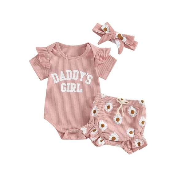 Spewahor Baby Toddler Summer Clothing Romper,Shorts & Hairband 3 Pieces (Girls)