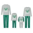 Spewahor Christmas Family Pajamas Matching Set Letter Elk Print Long Sleeve Tops and Plaid Pants