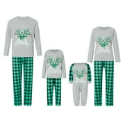 Spewahor Christmas Pajamas for Family Long Sleeve Tree Print Raglan Tops + Plaid Pants Set Winter Loungewear