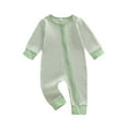 thumbnail image 1 of Spewahor Infant Baby Boy Zip Up Fall Romper 0 3 6 9 12 Months Stripe Pattern Long Sleeve Round Neck Full Length Jumpsuit, 1 of 9