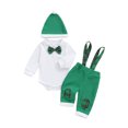 thumbnail image 1 of Spewahor Infant Baby Boys 3Pcs Christmas Fall Outfits 1 3 6 9 12 18 Months Long Sleeve Lapel Collar Romper + Pants + Hat Clothes Set, 1 of 9