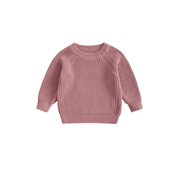 Spewahor Kids Baby Boys Girls Fall Winter Sweaters 0 3 6 9 12 18 24 Months 2T 3T 4T 5T Round Neck Solid Color Pullover Tops