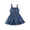 thumbnail image 1 of Spewahor Toddler Girls Summer Denim Dress, Fashion Sleeveless Button Down Ruffle Tank Dress 6M-4T, 1 of 8