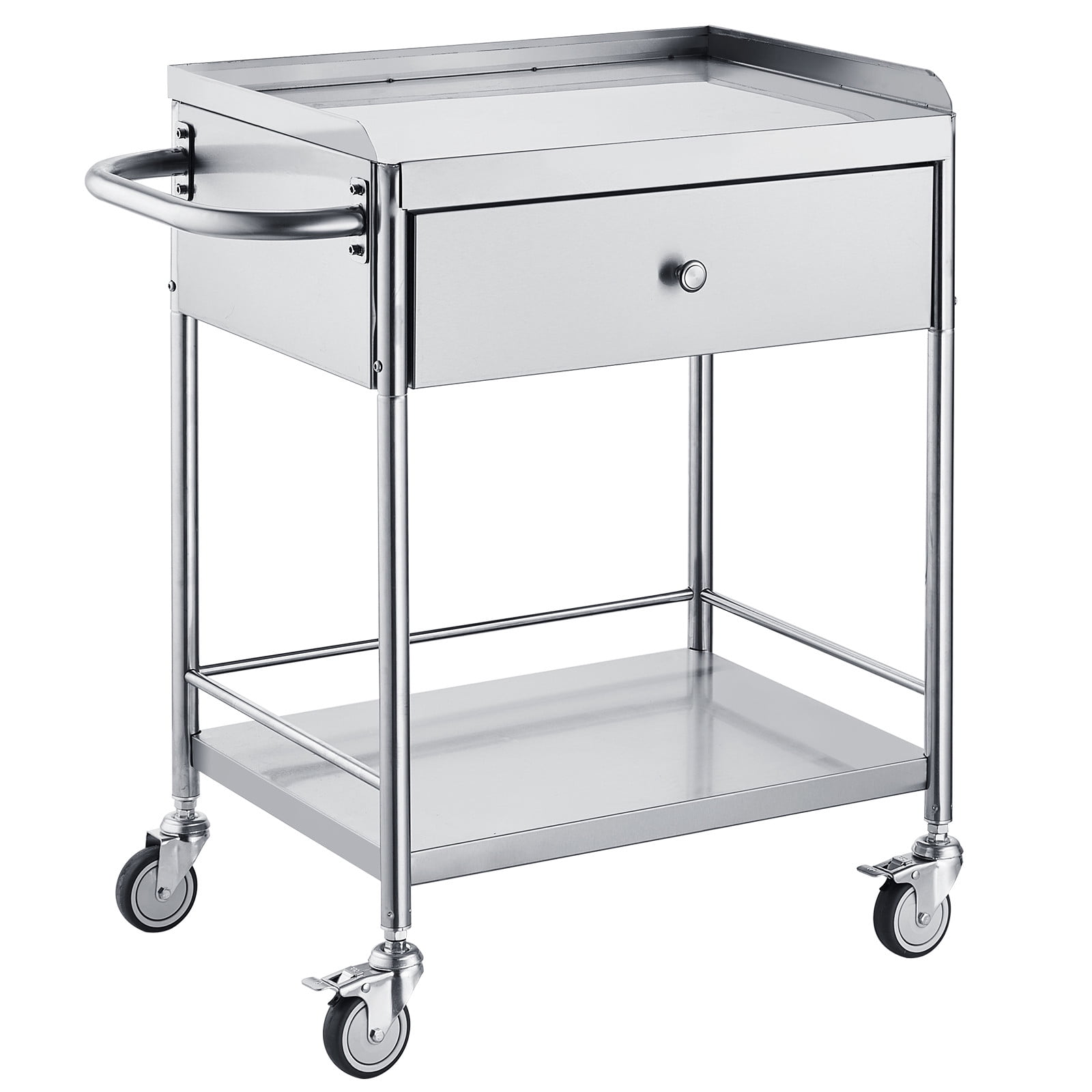 Spfour Stainless Steel Utility Cart with Wheels - Medical/Dental Lab Cart - 2 Shelves/1 Drawer