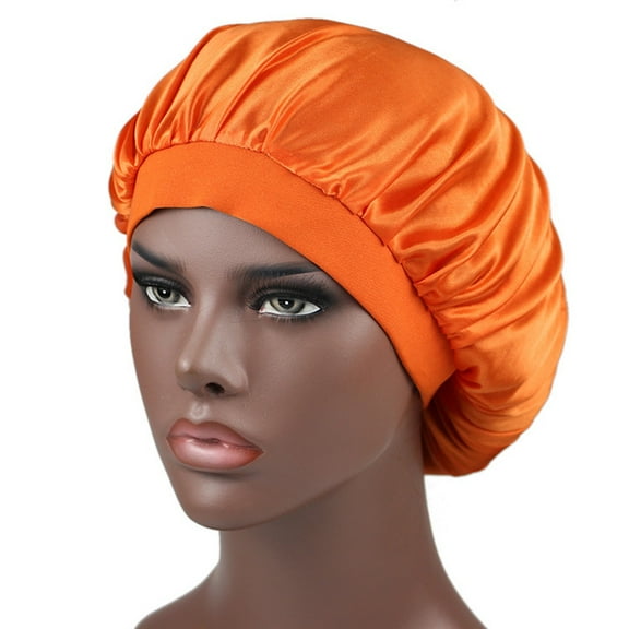 Spftem Wide Elastic Band Satin Sleep Bonnet Soft Night Sleeping Cap for Women