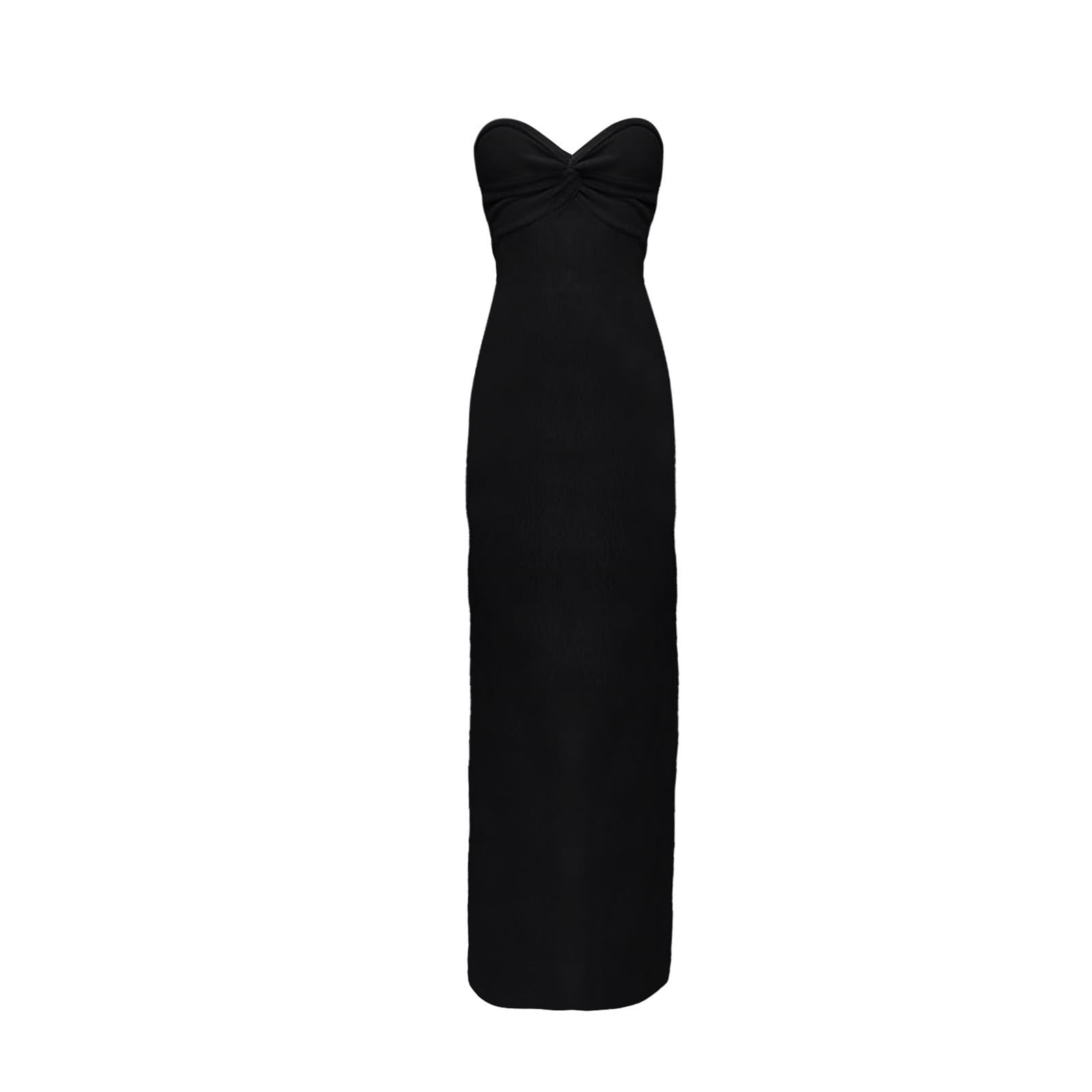Spftem Women Knot Front Ribbed Knit Bodycon Bandeau Tube Dress