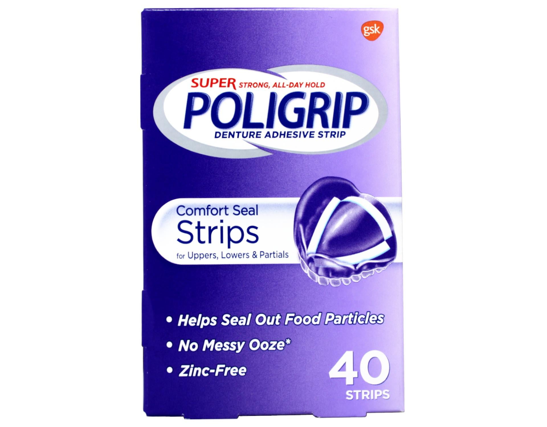 Super Poligrip Comfort Seal Denture And Partials Adhesive Strips 40.0ea