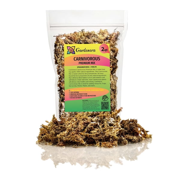⭐ Sphagnum Moss Potting Mix for Carnivorous Plants, Moss and Perlite Blend for Potting Venus Fly Traps, Sarracenia, Pitcher Plants - 75% Sphagnum Moss + 25% Perlite - Made in USA - 2 Quart