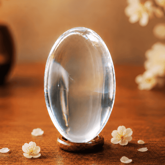Sphatik Crystal Shiva Lingam Shivling, Clear Quartz Lingam for Puja, Home Mandir, Meditation, Vastu Altar, Yoga Room & Hindu Spiritual Gift Decor Idol