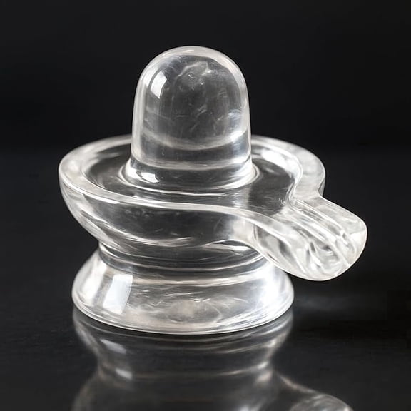 Sphatik Crystal Shivling, Clear Quartz Shiva Lingam with Yoni Base for Puja, Home Mandir, Meditation, Vastu Altar and Hindu Spiritual Gift