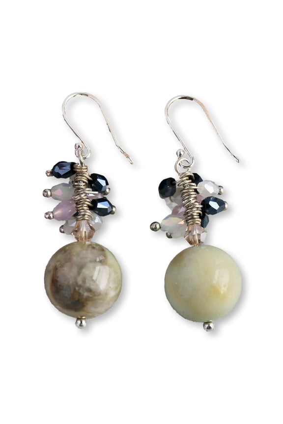 Sphere Drop & Crystal Mix Green Earrings, 1 Count