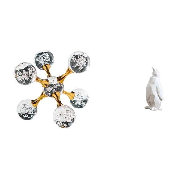 Sphere Figurine Penguin Sculpture Animal Statue Modern Resin Material Ideal for Desk Office Home Decoration