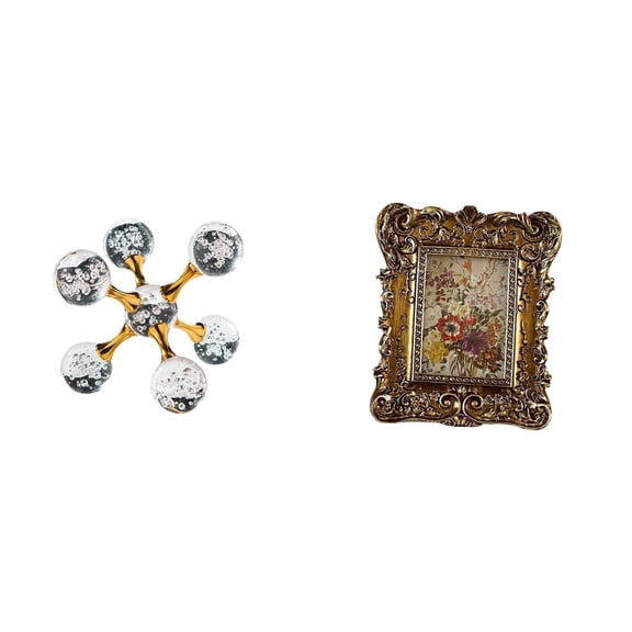 Sphere Figurine Photo Frame Desktop Sculpture Glass Design for Home Office Tabletop Wedding Gift