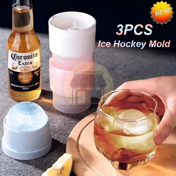 Sphere Ice Ball Mold Round Maker Whiskey Cube Mold Stackable Pack Of 3 Silicone