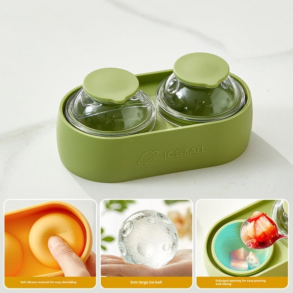 Sphere Ice Molds – 2 Cavity Large Silicone Ice Ball Maker with Lid, Round Ice Cube Tray for Whiskey, Cocktails, Espresso – Easy Release