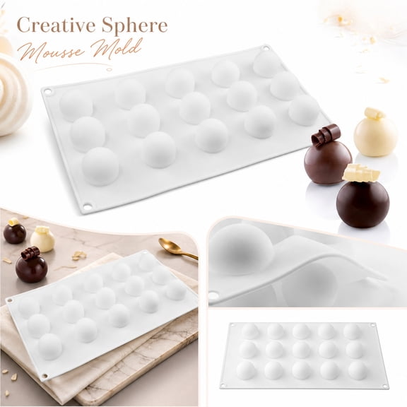 Sphere Mousse Silicone Mold, Multi-Cavity Round Ball Shape French Dessert Chocolate Baking Tray, Non-Stick Baking Pan