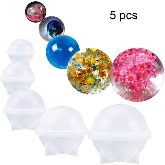 Sphere Resin s, Treasured Moments Of Home Decor With Flexible And Durable Plastic For Diy Crafts, Including 0.8", 1.2", 1.6", 2", 2.4" Transparent White Set