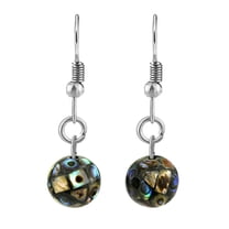 Sphere Shaped Natural Abalone Seashell Mosaic Dangle Earrings