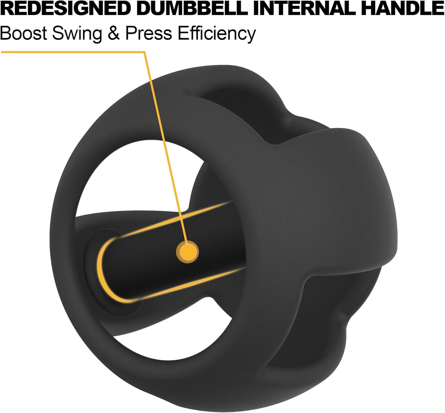 Spherebell Dumbbells + Kettlebell - Adjustable Weight Fitness Equipment for Home Gym, Joint-Friendly Design for Safe Swings and Rotational Exercises, Black 11LB