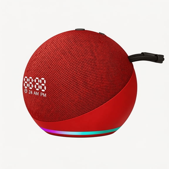Spherical 5th Gen Alexa Dot Speaker With RGB LED Light, Wireless Subwoofer, TWS Connection And Portable Base.