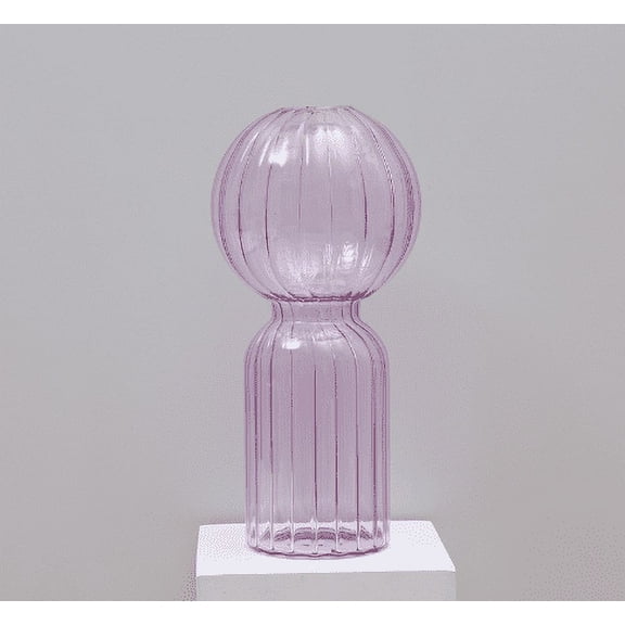 Spherical Colorful Striped Glass Vase - Desk Art Decor, Minimalist Aquatic Planting Vase