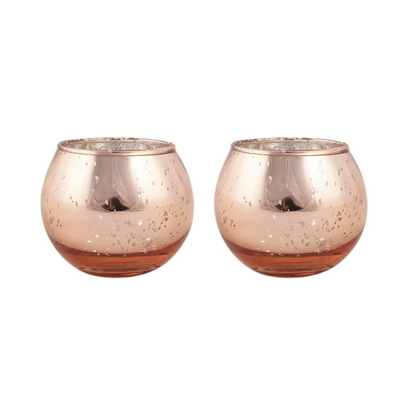 Spherical Glass Candle Holders Set of 2, Aromatic Candlestick Cups for Holiday Table Decor, Christmas Centerpiece Decorations for Candlelight Dinner Parties & Gifts